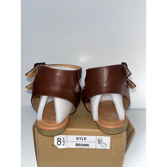 Journee Collection Women's Kyle Sandals Wrap Ankle Faux Leather Brown Sz 8.5M - Picture 3 of 6